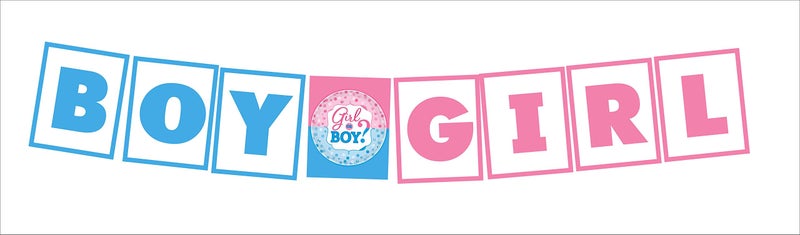 Balloonistics Boy or Girl Baby Shower Banner C7 Combo Includes 2 Blue and Pink foil Curtains, 1 Boy or Girl Banner, 25 Nos Pink and Blue Metallic Balloon and Glue Dots for Decoration - Image 2