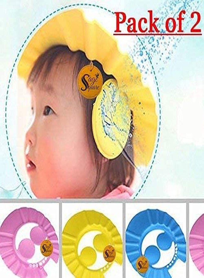 Sage Square New Baby Shower Cap, Adjustable Design, Safe, Soft Bathing with Eye & Ear Protection, Silicone, Makes the Bath More Fun for kids (Random) (Pack of 2) - Image 2