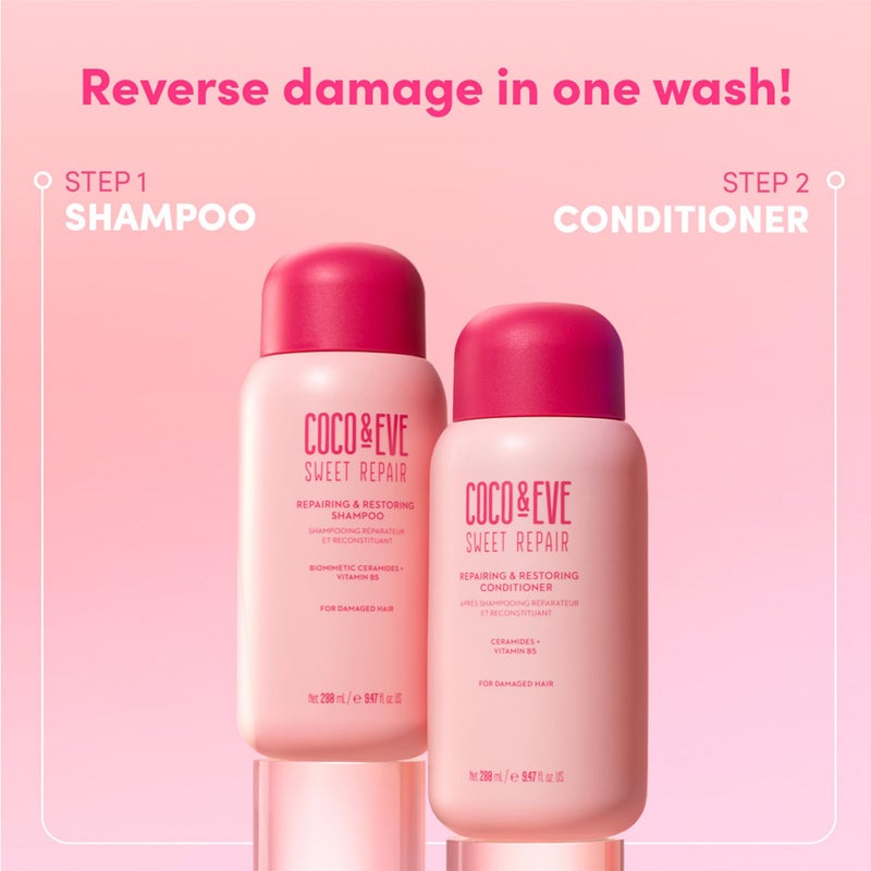 Coco & Eve Repairing & Restoring Shampoo for Damaged, Color Treated Hair - With Biomimetic Ceramides, Vitamin B5 to Repair Breakage, Split Ends, Strengthen and Hydrate. For All Hair Types (9.47 Fl Oz) - Image 5