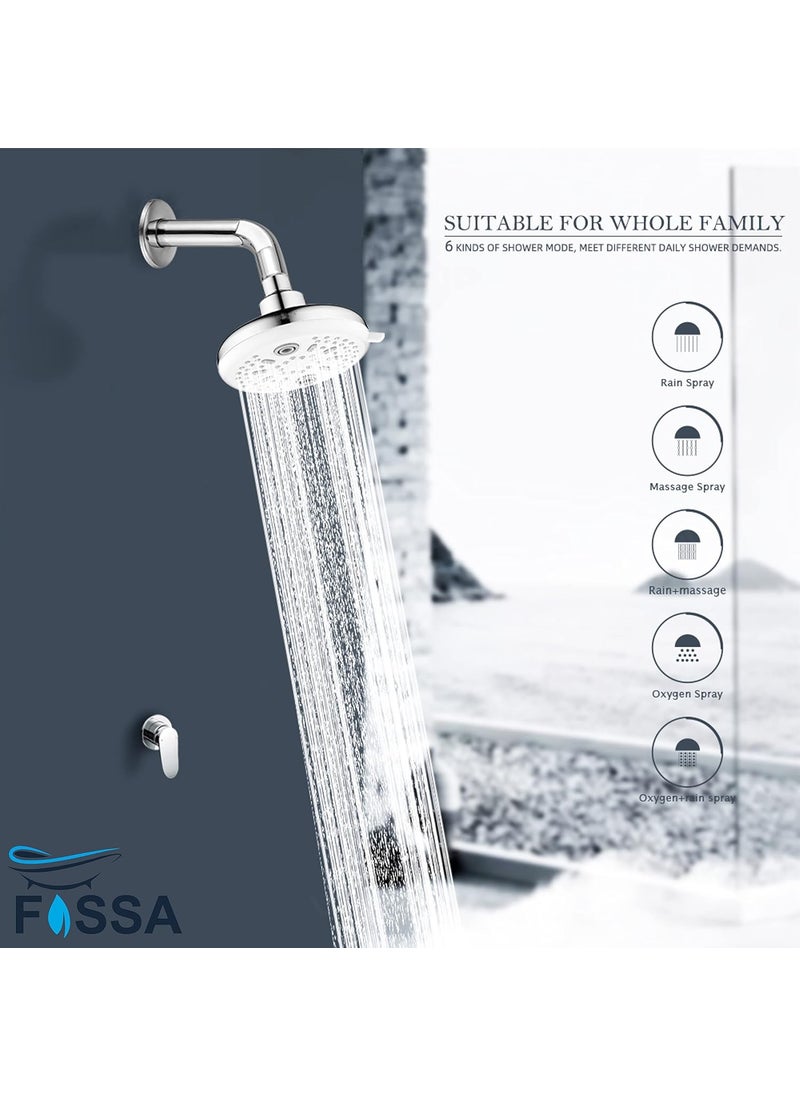 FOSSA Fossa 4" Shower Head Rainfall High Pressure Chrome Bathroom Showerhead, 5 Spray Settings Adjustable 360 Rotation Disc Shower Head for Home Hotel Bathroom (Thread Outer Diameter 19 mm)  - Image 4