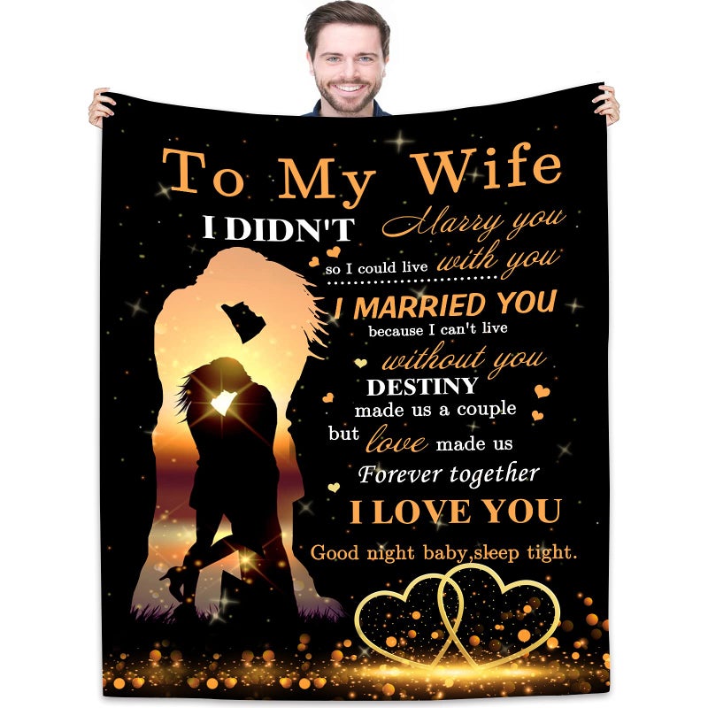 Joyloce to My Wife Blanket from Husband for Wife  Super Soft Fleece Couples Throw Blankets 60x50 Inches  Romantic Women Valentines Day Birthday Gifts Ideas for Her Bed Sofa Decor