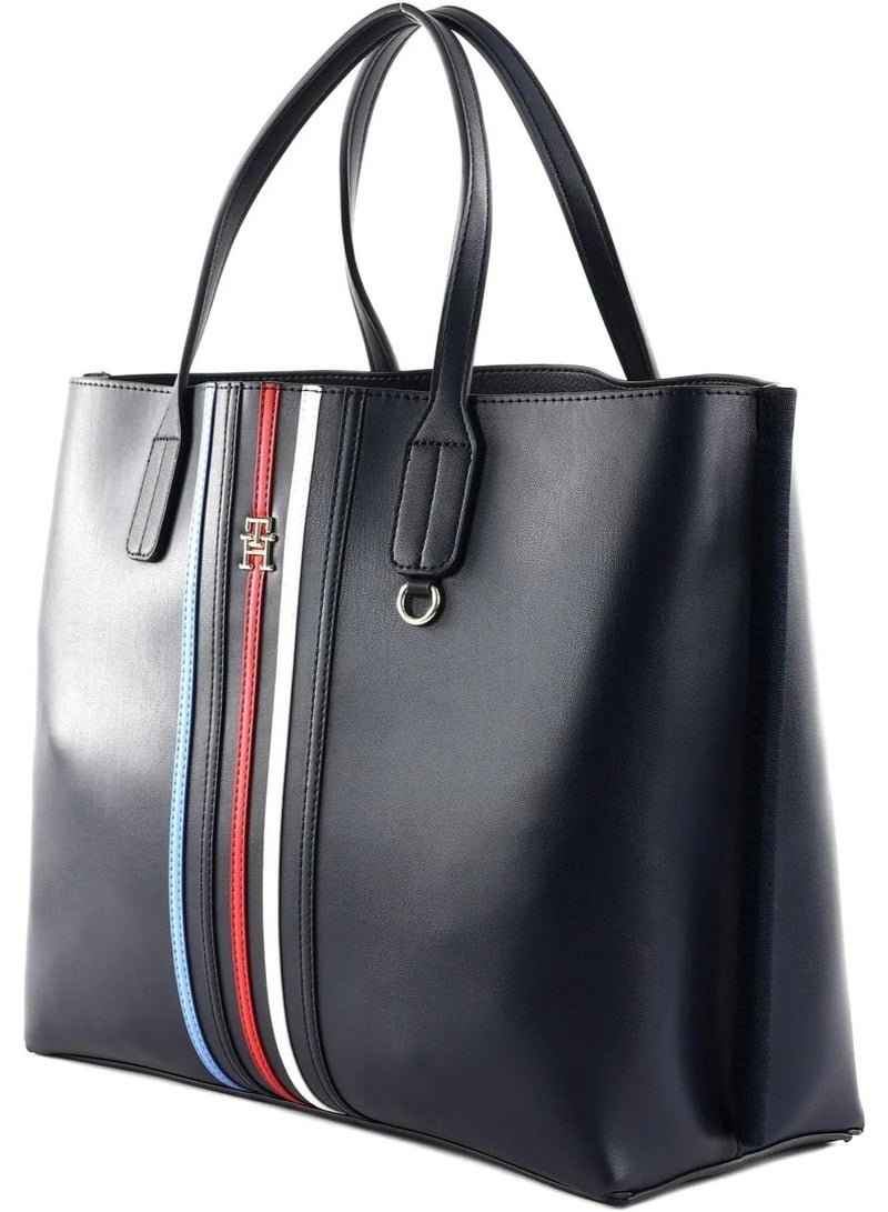 Tommy Hilfiger Jewel Tommy Hilfiger Iconic Logo Detail Textured Tote Bag – Black - Image 4