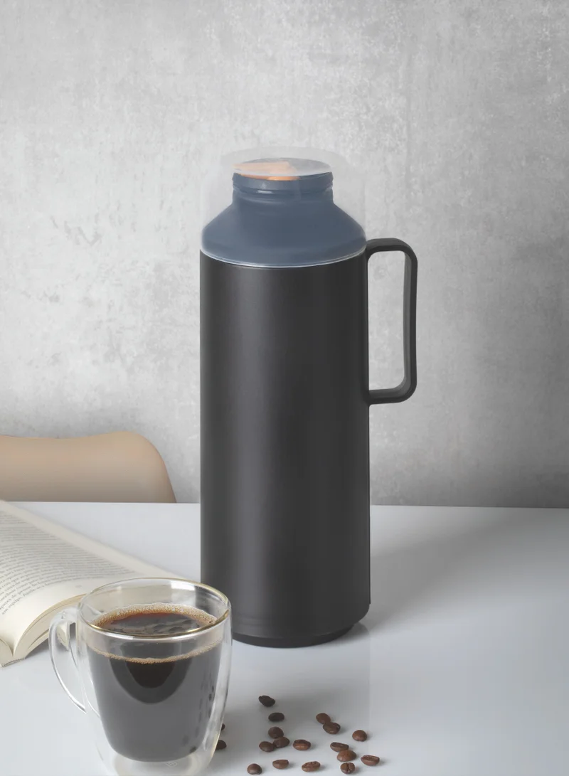 TRAMONTINA Tramontina Exata Black Plastic Thermal Beverage Dispenser with 1 Liter Glass Liner and Plastic Lid