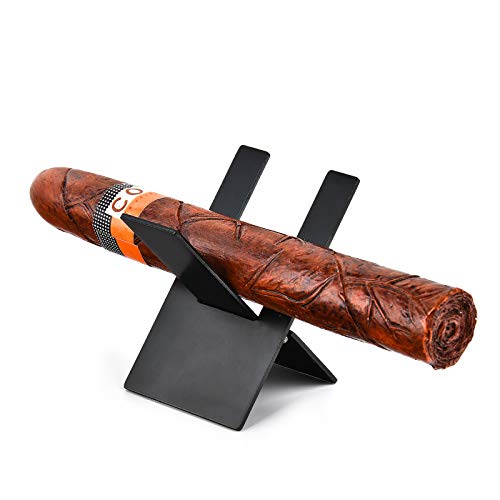 menesia Black Stainless Foldable Cigar Stand Holder with Travel PU Leather Case,Lightweight Steel Portable Cigar Cigarette Display Shelf Tray - Image 3