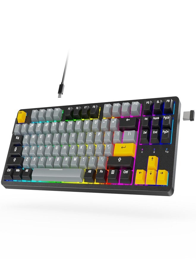 ARZOPA Wireless Mechanical Gaming Keyboard, 87 Keys RGB Backlit Gasket Mount PC Gaming, Compact Hot-Swappable Mechanical Keyboard, Sound Absorbing Pads, Custom Switch-K87 - Image 1