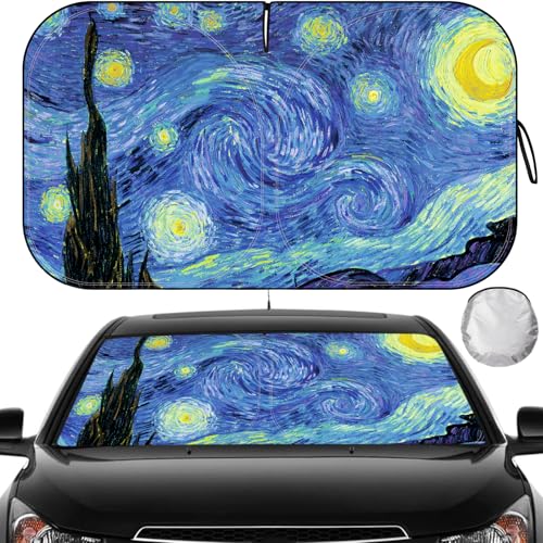 Tavaleu Car Windshield Sun Shade Reflective Sunshade Blocks UV Rays Keep Car Interior Cool Front Foldable Windshield for Hatchback Truck SUV MPV 63x32 inches - Image 1