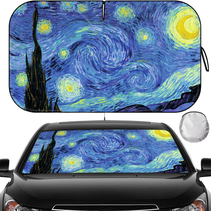 Tavaleu Car Windshield Sun Shade Reflective Sunshade Blocks UV Rays Keep Car Interior Cool Front Foldable Windshield for Hatchback Truck SUV MPV 63x32 inches - Image 3