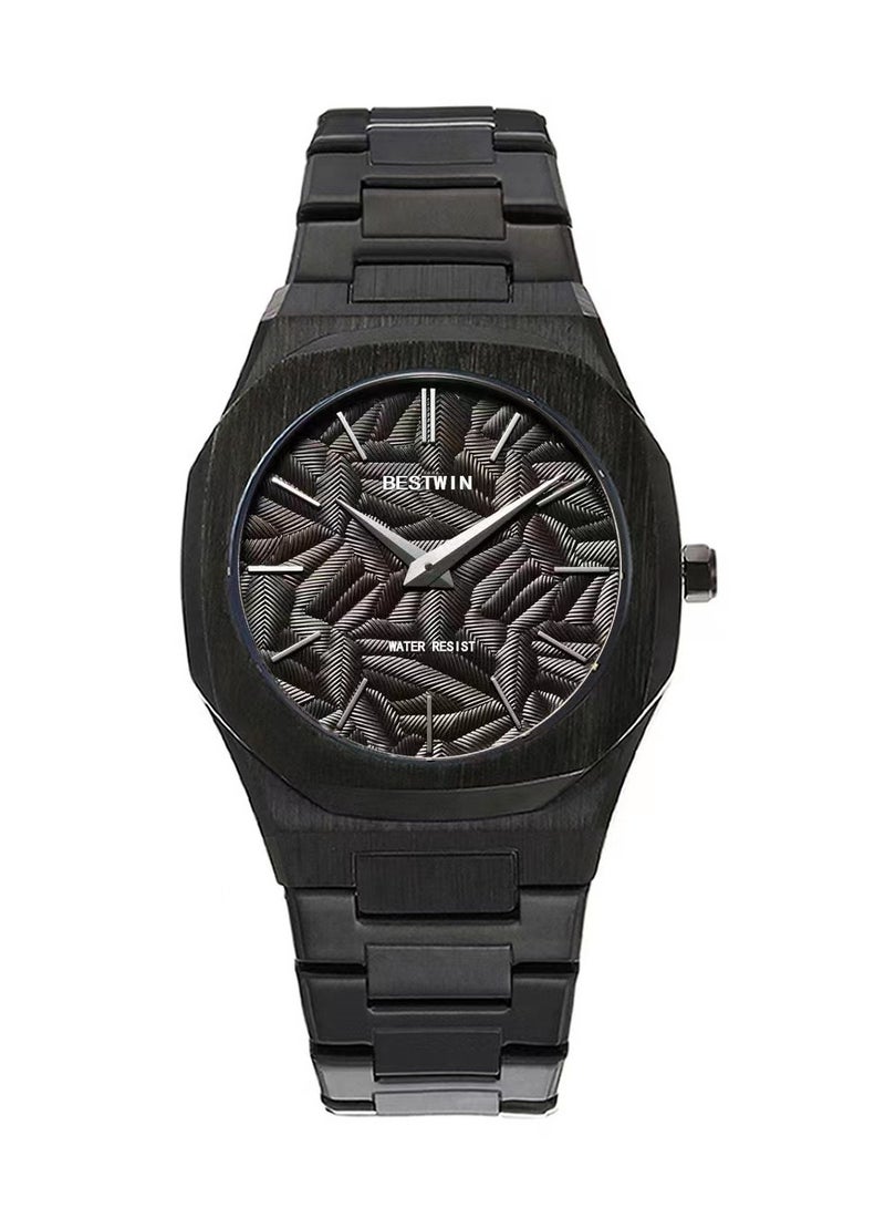 بيستوين Large relief dial quartz watch steel band retro small square watch - Image 1