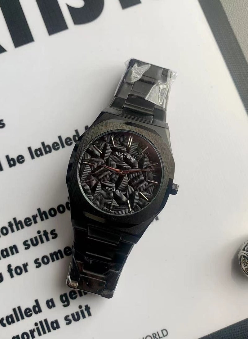 بيستوين Large relief dial quartz watch steel band retro small square watch - Image 3