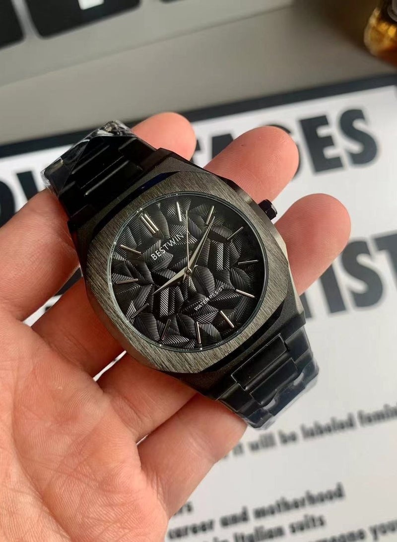 بيستوين Large relief dial quartz watch steel band retro small square watch - Image 2