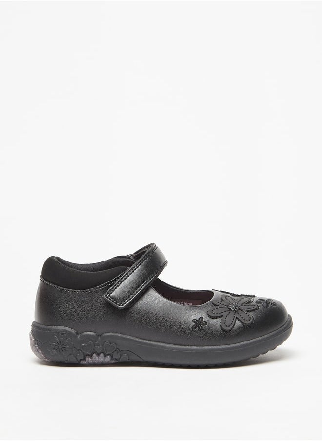 JUNIORS Flower Applique Mary Jane Shoes with Hook and Loop Closure  - Image 3