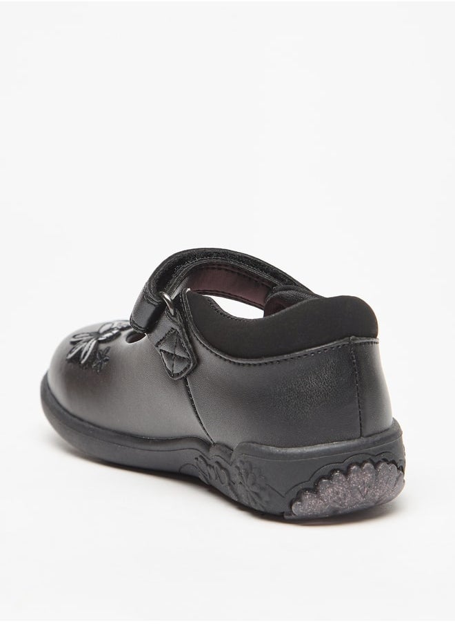 JUNIORS Flower Applique Mary Jane Shoes with Hook and Loop Closure  - Image 2