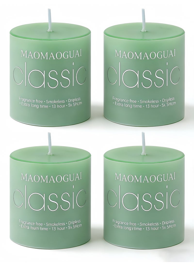 4 عبوات شموع معطرة بالشاي الأخضر، شموع عمودية بدون دخان وبدون تنقيط، شموع معطرة تحترق لمدة 13 ساعة طويلة للمنزل، حفلات الزفاف، الحفلات، ديكور طاولة العشاء، شموع علاج عطرية معبأة في صندوق هدية - Image 1