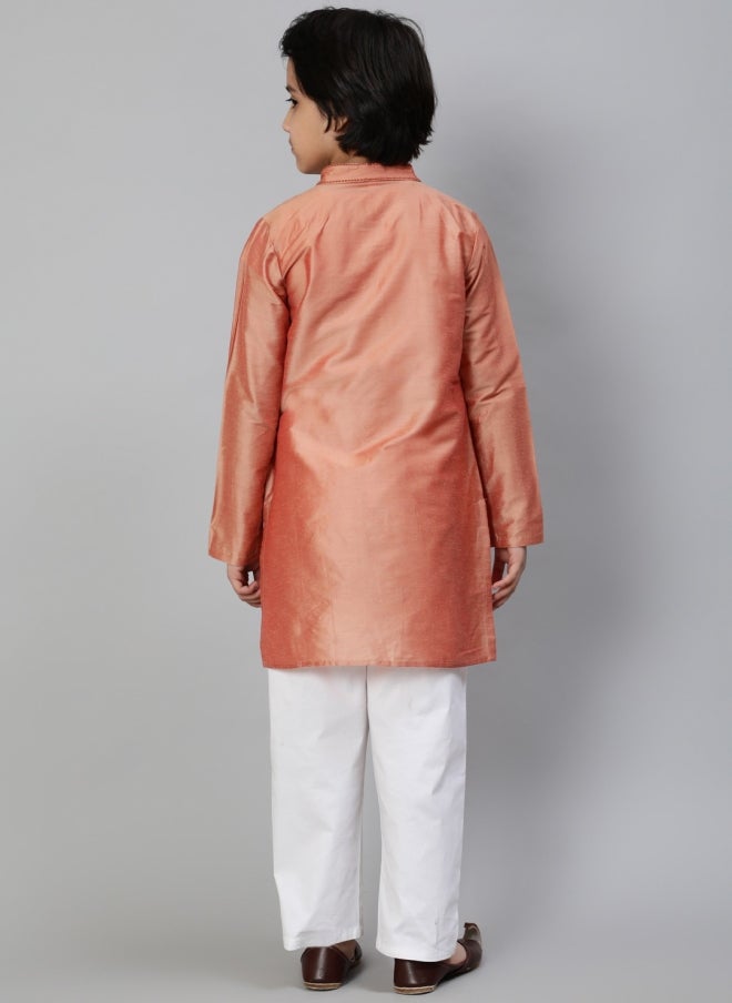 AKS Rose Gold Floral Embroidered Kurta for Boys - Image 4
