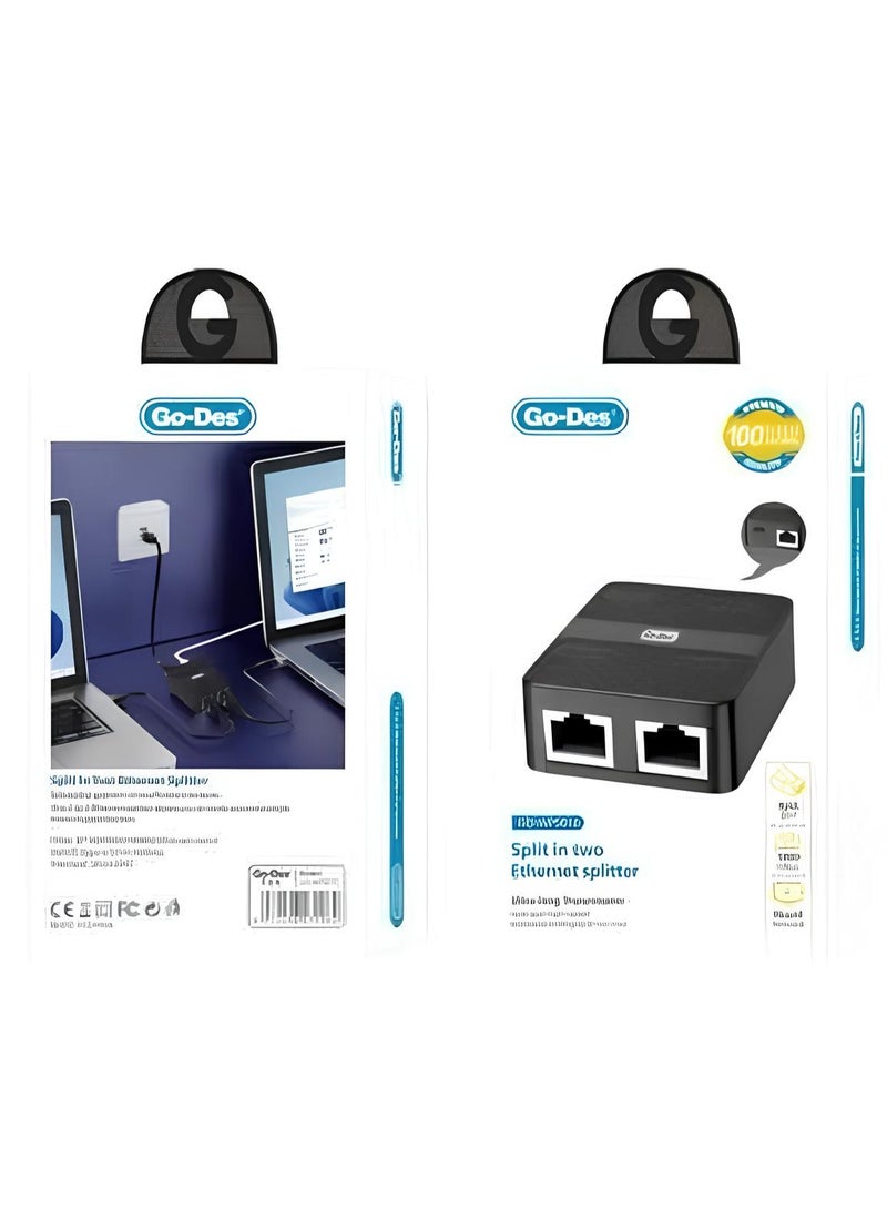 GO-DES GD-WPS012 2-in-1 1000Mbps Ethernet Hub - Image 2