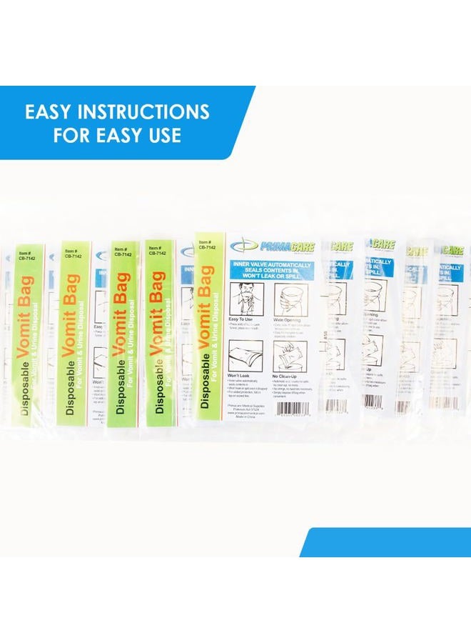 PRIMACARE CB-7142 Pack of 12 Disposable Emesis Vomit Bags, Hospital Medical Grade Barf Bags for Travel Motion Sickness and Nausea Kids, Auto Seals 6" Rigid Collar, Transparent - Image 5
