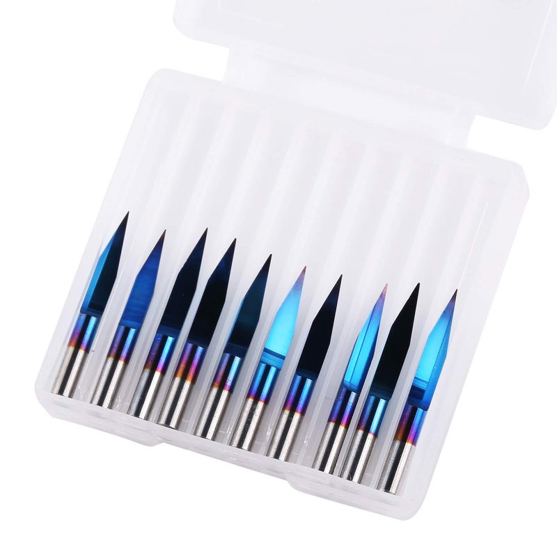 Genmitsu 10Pcs Nano Blue Coat Engraving Bits, 20 Degree 0.1mm Tip 1/8" Shank Conical V-Bit - Image 5