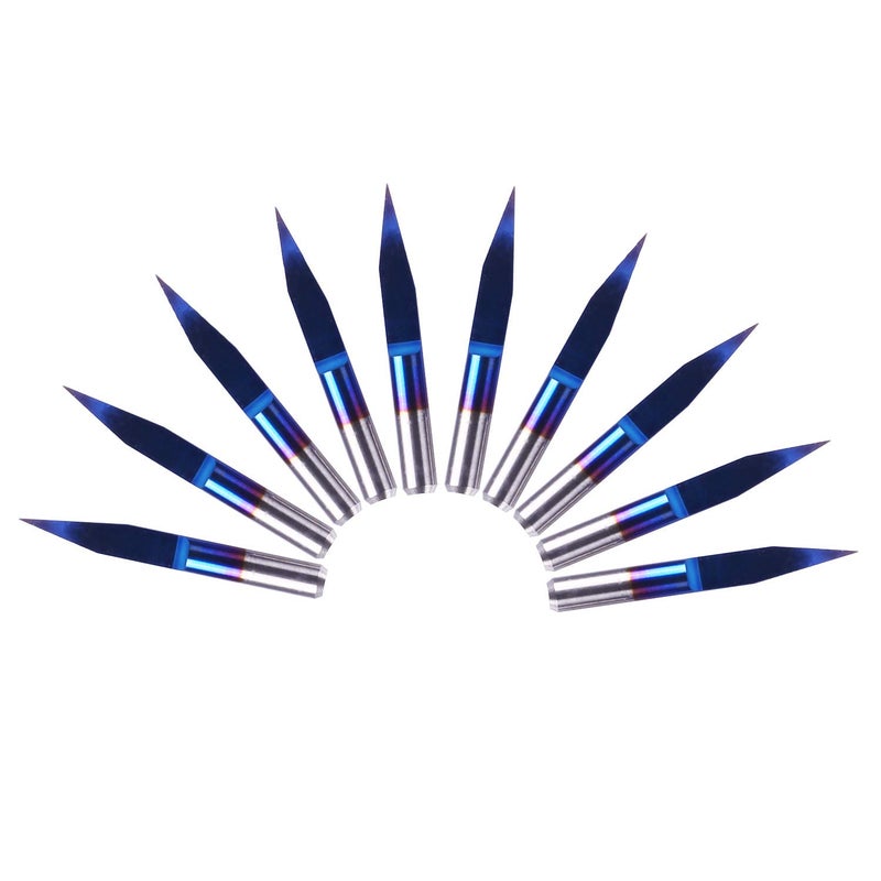 Genmitsu 10Pcs Nano Blue Coat Engraving Bits, 20 Degree 0.1mm Tip 1/8" Shank Conical V-Bit - Image 3