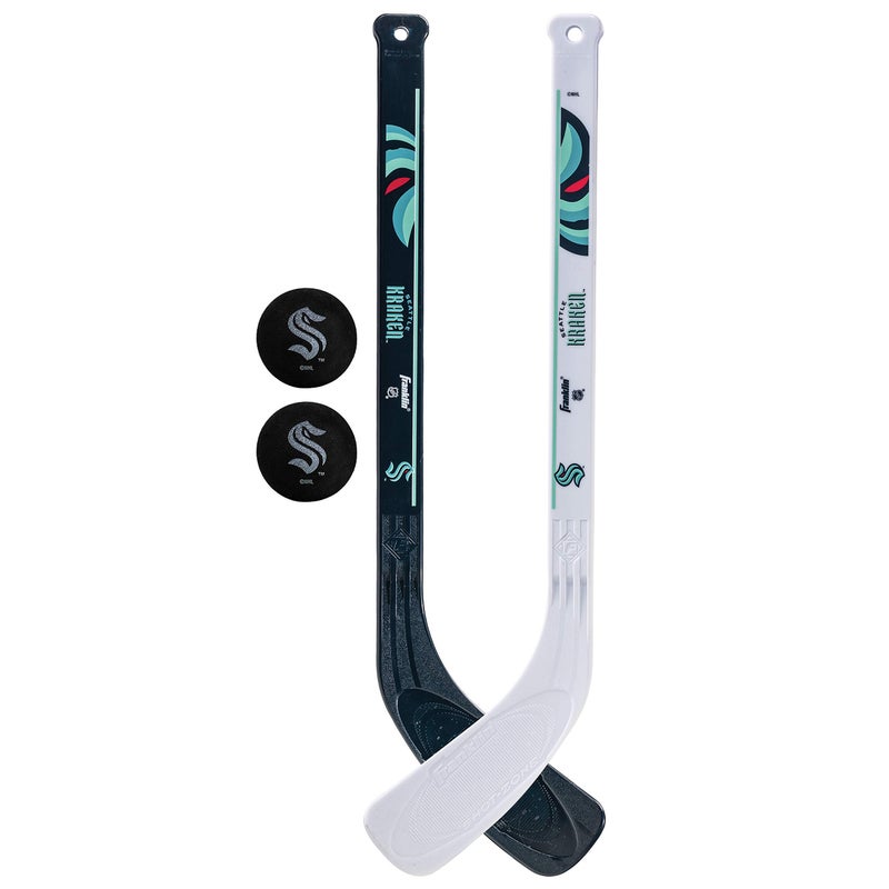 Franklin Sports Seattle Kraken NHL Mini Hockey Stick Set NHL Team Knee Hockey Stick and Ball Set Two Player Stick Set Great Toy for Kids - Image 2