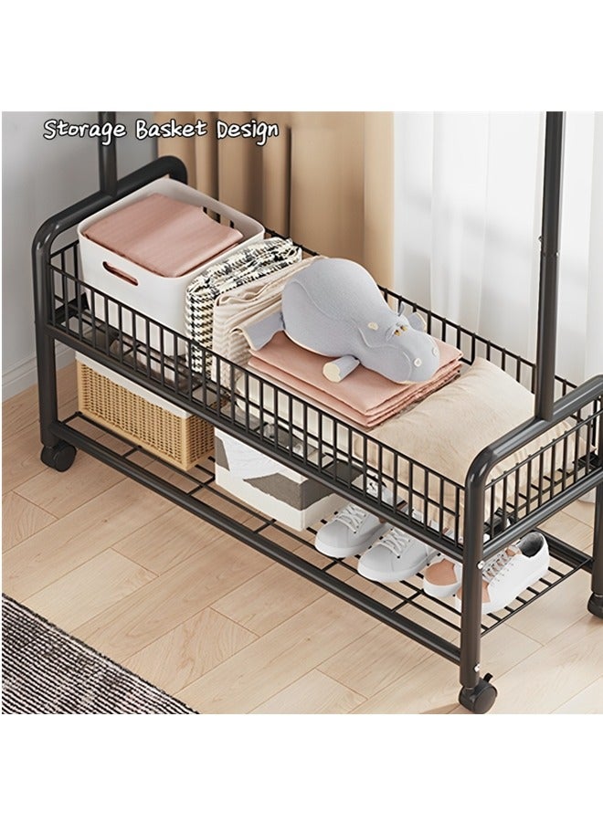 Beauenty 3 in 1 Heavy Duty Metal Rolling Clothes Rack, Gold Minimalist Design, Perfect for Coats, Shirts, Dresses, Bags, Storage & Organization - Image 4