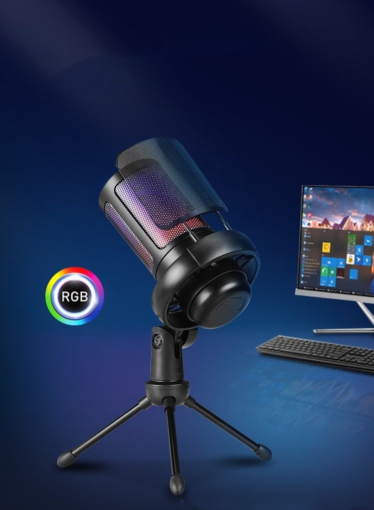 General Gaming USB Microphone for PC PS5, Condenser Mic with Quick Mute, RGB Indicator, Tripod Stand, Pop Filter, Shock Mount, Gain Control for Streaming Discord Twitch Podcasts Videos  - Image 3