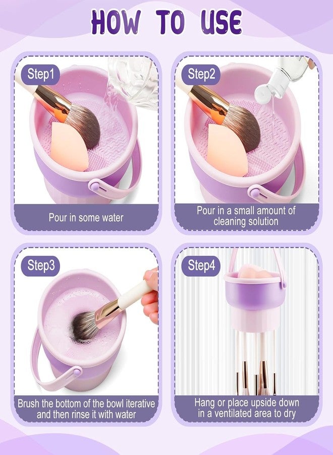 AVIARA حصيرة تنظيف فرش المكياج AVIARA™، وعاء تنظيف فرش المكياج المصنوع من السيليكون 3 في 1 مع حامل تجفيف الفرش، وليفة تنظيف فرش المكياج، وإسفنجة المكياج، وصينية تنظيف إسفنجة البودرة (متعددة الألوان) (قطعة واحدة) - Image 3