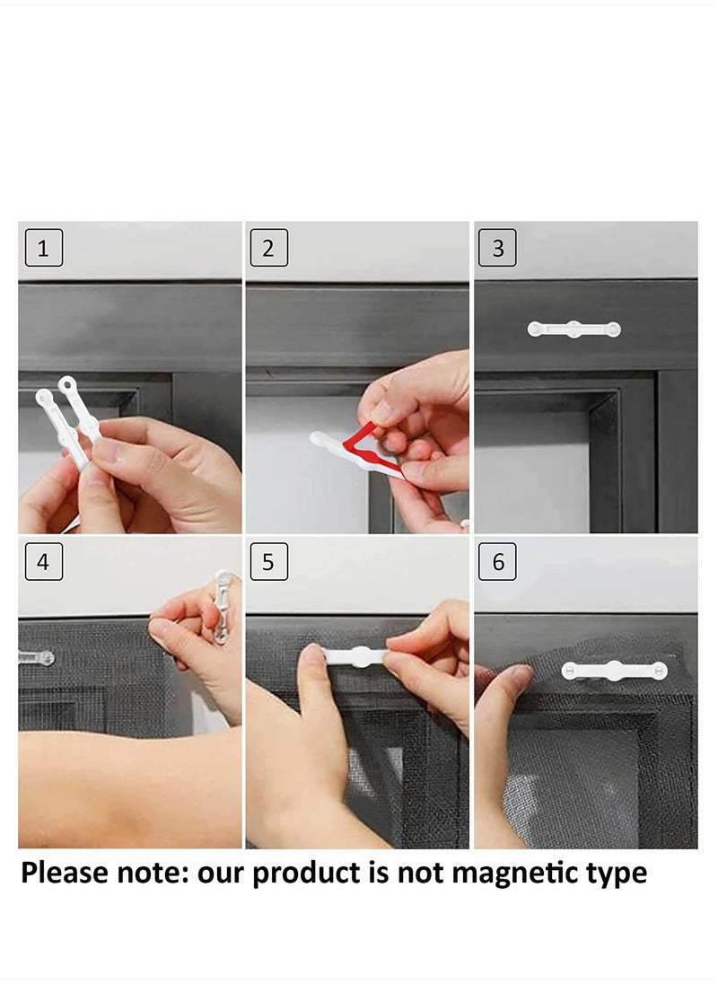 Excefore - Self Adhesive Strip Set for DIY Fly Nets 12Pcs Screen Fixing Clip with for Screen Door Curtain Clip Mosquito Net Insect Mesh Tool DIY Installation - Image 1