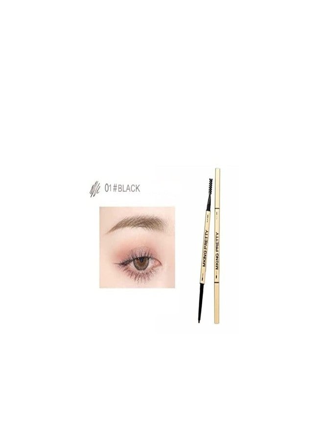 Digital Shoppy Double Head Eyebrow Pencil Long Lasting Waterproof Eye Brow Pen Tint Mascara Enhance Cosmetics Beauty Women Makeup (Black(#01)) - Image 1