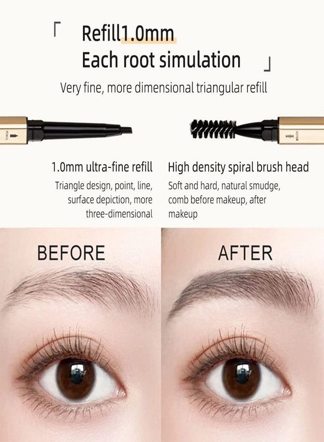 Digital Shoppy Double Head Eyebrow Pencil Long Lasting Waterproof Eye Brow Pen Tint Mascara Enhance Cosmetics Beauty Women Makeup (Black(#01)) - Image 3