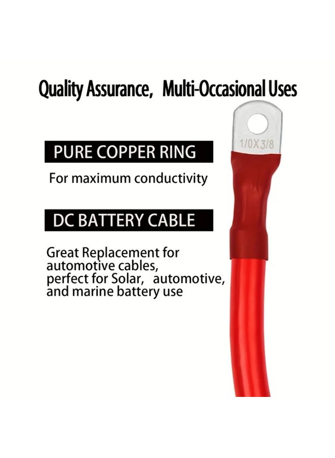 1 0 AWG Battery Cable Two 1 Foot Strips With 3 8 Ends For Inverter Wiring - Image 3
