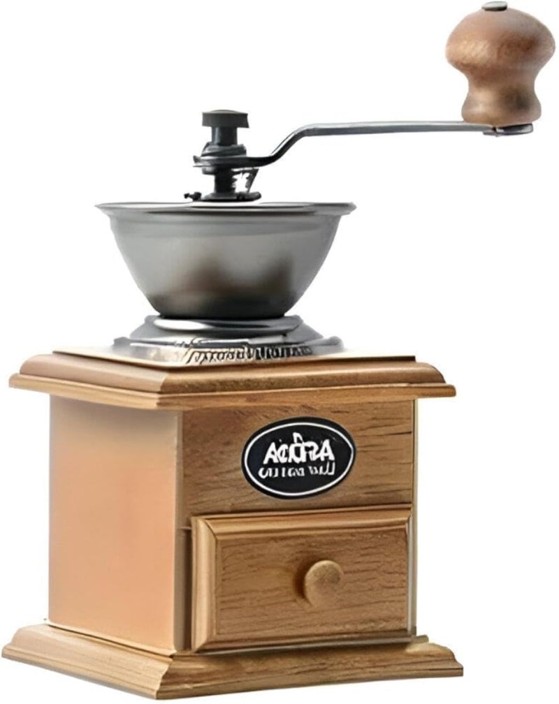 Classic hand-made coffee grinder with drawer and powerful manual grinding - elegant manual walnut and spice grinder with durable construction and easy to use handheld to perfectly ground walnut or wal