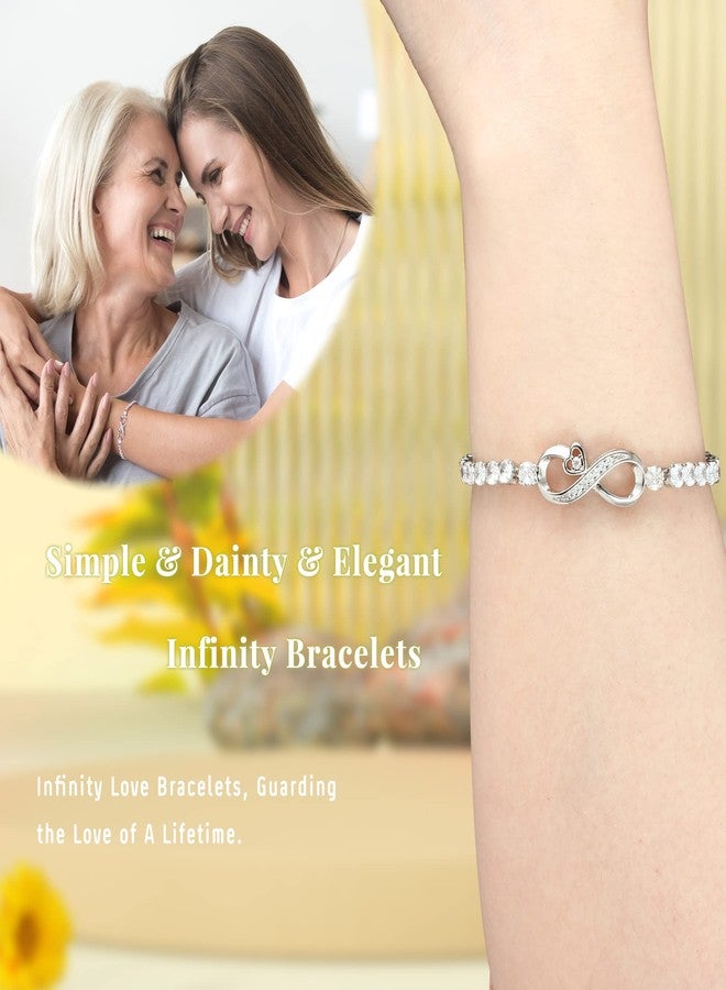 Btysun Valentines Day Gifts for Her, Auntie Gift Ideas Infinity Bracelets for Women Best Aunt Ever Gift Adjustable Heart Tennis Bracelet I Love You Gifts for Her Birthday Christmas Jewelry - Image 5