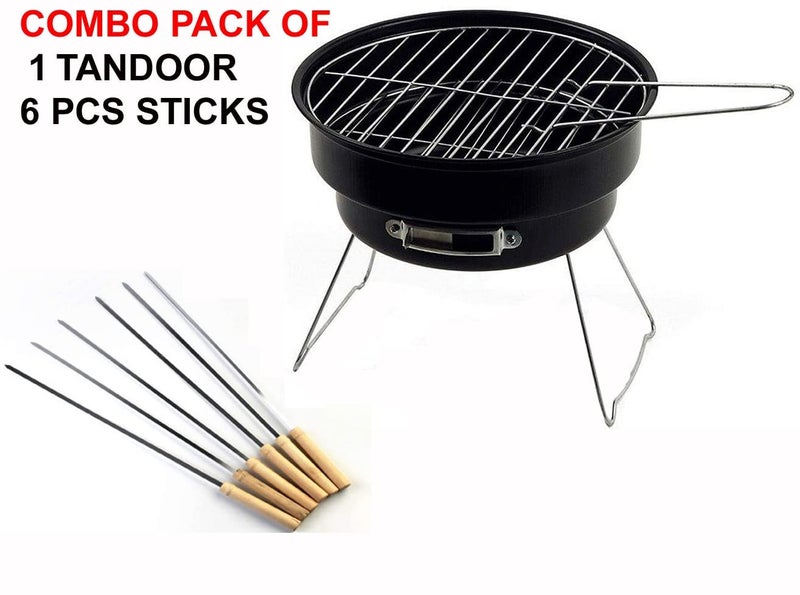 Whitecloud TRANSFORMING HOMES Whitecloud TRANSFORMING HOMES Combo of BBQ Round Shape Tandoor 1793 Sticks Heavy Stainless Steel 17914 265X265X20CM  - Image 2
