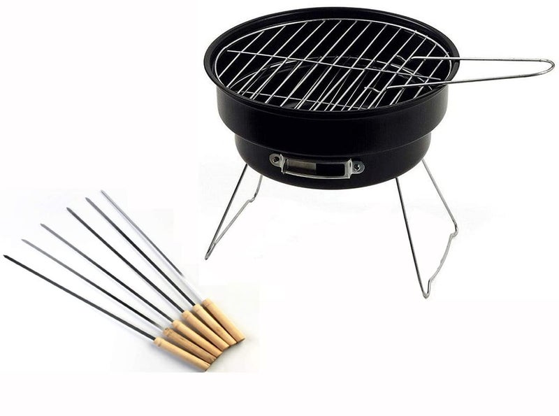 Whitecloud TRANSFORMING HOMES Whitecloud TRANSFORMING HOMES Combo of BBQ Round Shape Tandoor 1793 Sticks Heavy Stainless Steel 17914 265X265X20CM  - Image 1