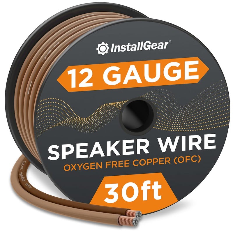 InstallGear سلك مكبر الصوت InstallGear 12 Gauge (30 قدم) - بني 12 AWG سلك مكبر الصوت كابل 99.9% - نحاس غير مؤكسد - كابل بمواصفات حقيقية ولمسة ناعمة - سلك مكبر الصوت OFC 12 Gauge للاستخدام الخارجي - Image 1