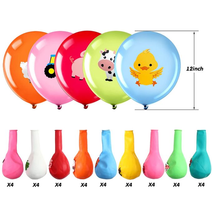Zomiboo 36 Pieces 12 Inch Farm Animal Balloons, Pig Cow Sheep Latex Balloons Tractor Barnyard Animal Farmhouse Party Decoration for Kids Baby Shower Farm Animal Themed Birthday Party Favors Indoor Outdoor - Image 3