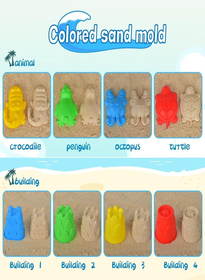 Fegalop Beach Toys, 14Pcs Sand Toys with Construction Vehicle and Collapsible Beach Bucket, Animal Sand Mold Sets, Watering Can,Shovel Set with Mesh Bag,Summer Outdoor Play Travel Sandbox Gift for Boys Girls - Image 4
