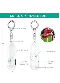 Y&D Personal Alarm Siren 2 Pcs 130dB Dual Speakers Rechargeable LED Light Ideal for Women Elderly Children Students and Night Shift Workers  - Image 2
