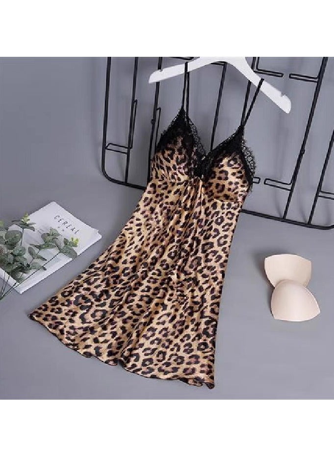 Joychic Leopard Printed Padded Breathable Nightgown Dress Nighty  - Image 2