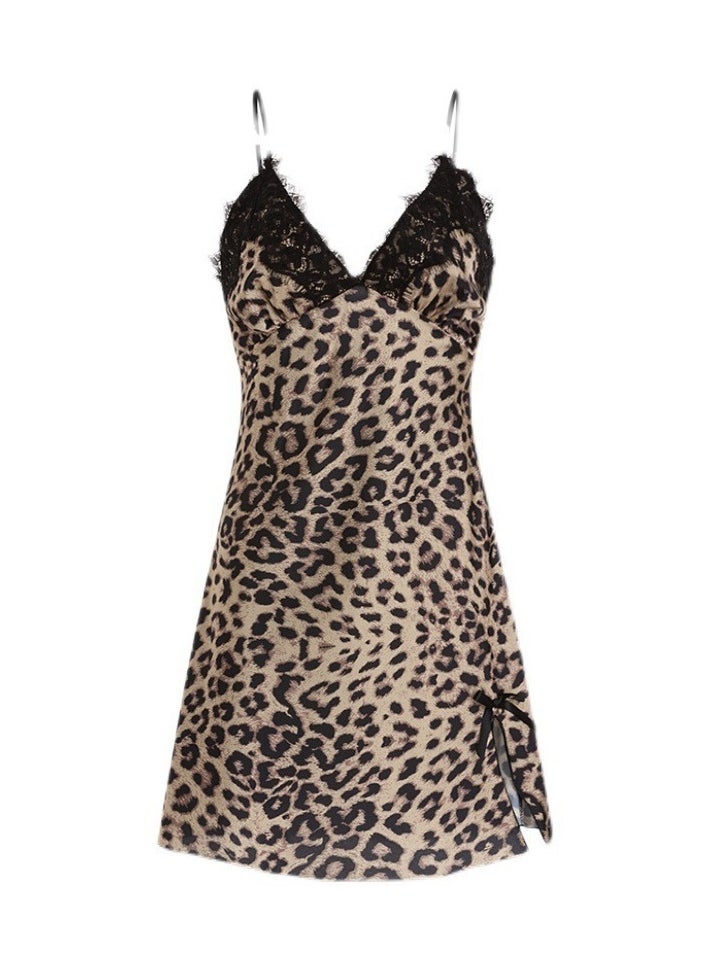 Joychic - Leopard Printed Padded Breathable Nightgown Dress Nighty - Image 1