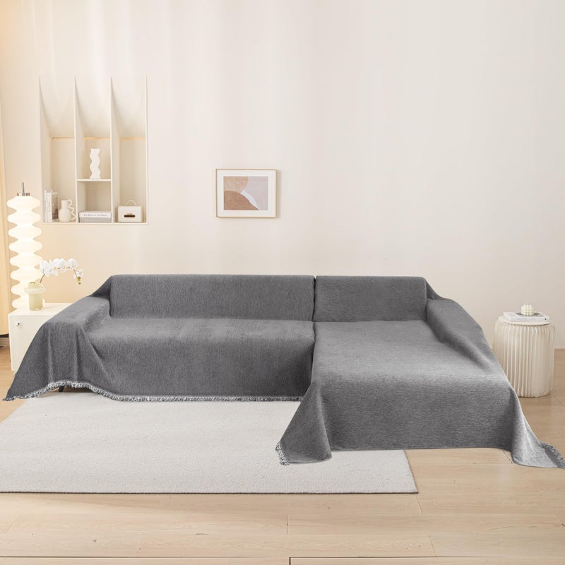 MEETSKY Couch Covers for Sofa, Washable Sofa Covers, Dog Couch Covers for 2 Cushion Couch Sofa Pet Friendly, Sectional Sofa Slipcovers, Thick Soft Fabric Modern Style, 71" x 118", Dark Grey - Image 5