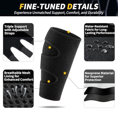 NUCARTURE Adjustable Calf Support Brace Shin Splint Compression Wrap Lower Leg Wrap Support For Torn Calf Muscle Strain, Sprain Pressure Bandage Tennis Leg Muscle Swelling Reduction & Improved Circulation for Men and women (Black, 1pc) - Image 3