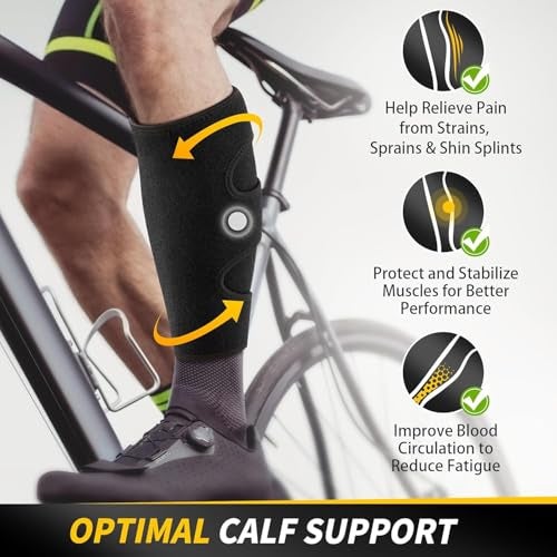 NUCARTURE Adjustable Calf Support Brace Shin Splint Compression Wrap Lower Leg Wrap Support For Torn Calf Muscle Strain, Sprain Pressure Bandage Tennis Leg Muscle Swelling Reduction & Improved Circulation for Men and women (Black, 1pc) - Image 5