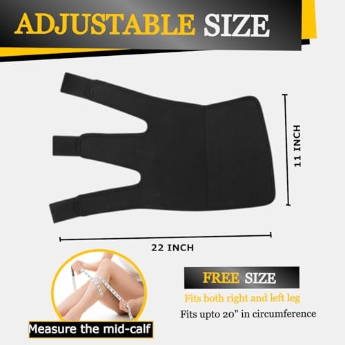 NUCARTURE Adjustable Calf Support Brace Shin Splint Compression Wrap Lower Leg Wrap Support For Torn Calf Muscle Strain, Sprain Pressure Bandage Tennis Leg Muscle Swelling Reduction & Improved Circulation for Men and women (Black, 1pc) - Image 2