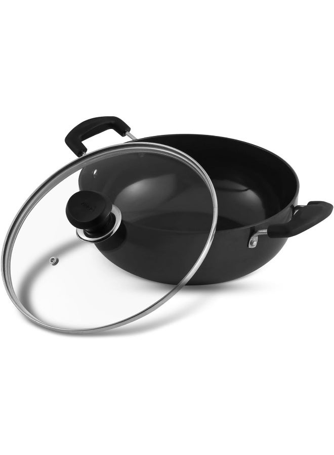 Vinod Hard Anodized Deep Kadai with Glass Lid - 26 cm, 4.1 L (Induction Friendly) - Image 1