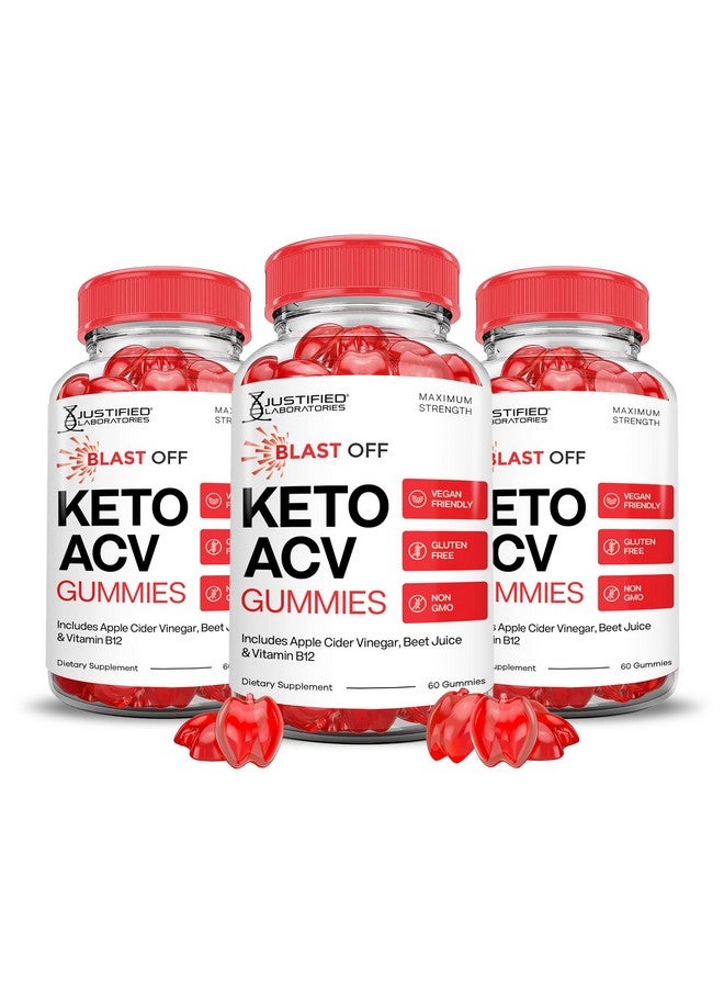 Justified Laboratories (3 Pack) Blast Off Keto ACV Gummies Advanced Formula 1000MG Blast Keto Gummies Apple Cider Vinegar Formulated with Pomegranate Beet Juice Powder B12 Vegan Non GMO 180 Gummys - Image 1