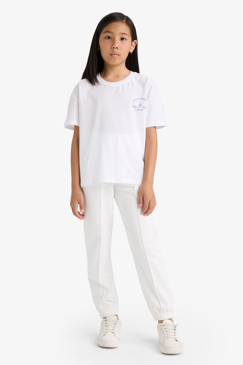 DeFacto Blue Girl Girl Relax Fit Crew Neck 2 Piece Short Sleeve T-Shirt Casual - Image 3