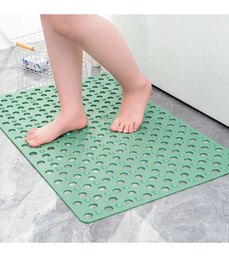 White Absorbent Bathroom Floor Mat 36x69 With Non Slip Suction Cups - Image 1