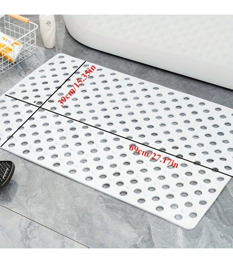White Absorbent Bathroom Floor Mat 36x69 With Non Slip Suction Cups - Image 3