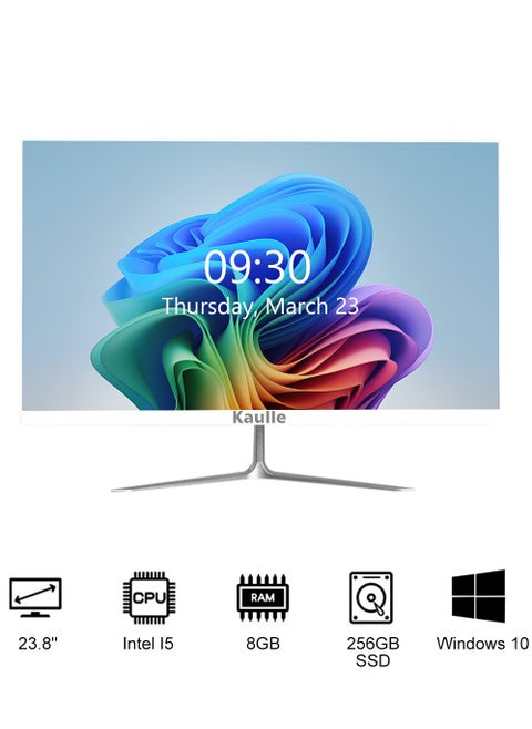كمبيوتر مكتبي الكل في واحد 23.8 بوصة الكل في واحد، معالج Intel Core I5 ​​3320M، 8 جيجا بايت رام، 256 جيجا بايت SSD، بلوتوث 4.2 ونظام تشغيل Windows 10، كمبيوتر مكتبي الكل في واحد أبيض A238B